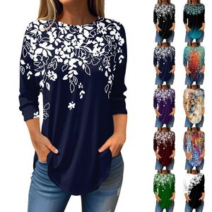 Women's T Shirts Fashion T-Shirts 3/4 Sleeve Solid Color Summer Spring Blouses Youthful Funny Printed Slim-Type Pullover Camisetas