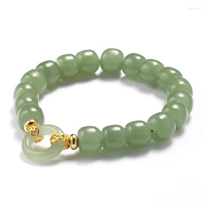 Strand Chinese Style Traditional Peace Bracelet For Men Hetian Jade Buckle Beaded Couple Jewelry Birthday Gift Women
