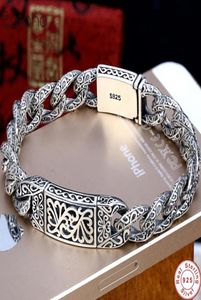 Link Chain 925 Sterling Silver colour Mens Personality Bracelet Thai Retro Domineering Punk Tide Bracelet Pattern Whip7370759