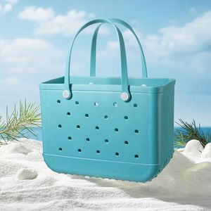 Bogg bag accessory solid punched organizer basket storage bag designer water park handbags large candy color beach bag waterproof silicone ho04 d H4
