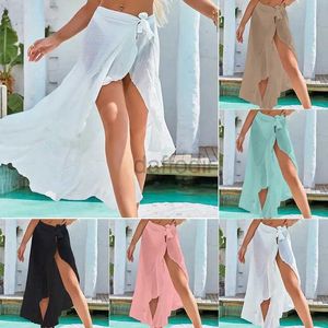 Women Beach Wear 2024 Beach Bikini Wrap See-Through Cover Up Women Bamboo Swimwear Coverups Short Dress Wrap Scarf Kaftan Sarong for Swimsuit d240501