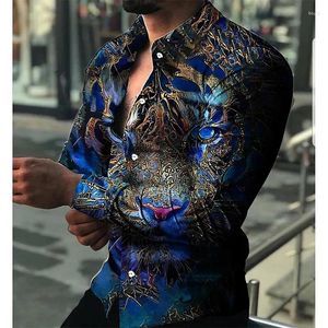 Camicie casual da uomo Tigre animale/leone Bavani a maniche lunghe per esterni da stampa 3D abbigliamento abbigliamento Fashion Comfort/Sports