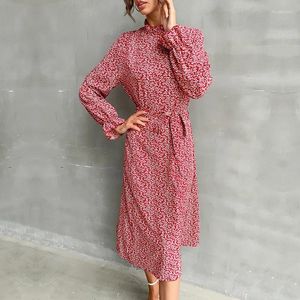 Casual Dresses VOLALO Women Clothing Long Sleeve Half Turtleneck Printed Bodycon Dres Vestido Feminino For 2024 Autumn Winter