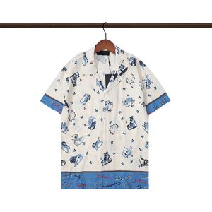 designer Fashion T Shirt Hawaii Floral Letter Print Beach Shirts Men's Designer Silk Bowling Shirt Casual Men Summer Short Sleeve Loose Asia SizQ20