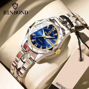 Wristwatches BINBONG Women es Luxury Fashion Ladies Quartz Waterproof Luminous Date Stainless Stain Wrist Girlfriend Gift d240430