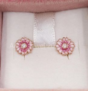 Pink Daisy Flower Stud Earrings Authentic 925 Sterling Silver Studs Fits European Style Studs Jewelry Andy Jewel 288773C018542647