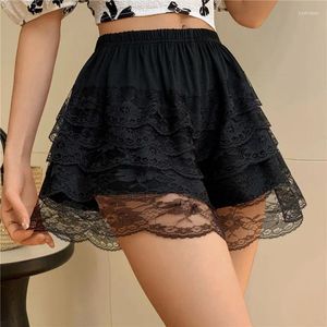 Leggings femininas Woman Women Lace Trim Torneira com camadas bloomers bloomers shorts lolita estilo mid cintura arco decoração