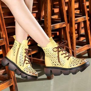 Bot 5cm ayak bileği moda platformu zip İngiliz orijinal deri içi boş kadın yaz bayanlar zarafet tasarımcısı lüks otantik ayakkabılar
