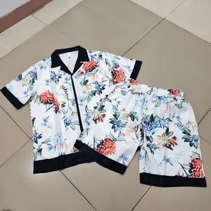 Multi Flower Pattern Print Shortpant Shirts Set Summer Men Kvinnor Hawaii Beach Holiday Surf Suf 240429