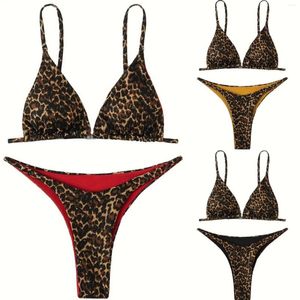 Women's Swimwear DEKA Women Brazilian Leopard Mini Micro Bikini Set Printed Halter Female Swimsuit Two-piece Bather Bathing Suit Swim