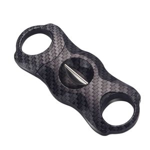 Ärlig bärbar cigaressax Black Carbon Fiber Double Blade Cuban Cigar Cutting Tool