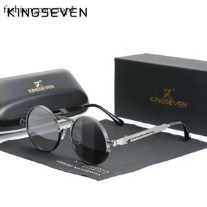 Sonnenbrille Kingseven hochwertige gotische Steampunk -Designerin Sonnenbrillen Polarisierte Männer Frauen Marke Designer Vintage Round Metal Frame Kingseven Sonnenbrille 2781