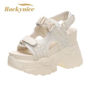 Fashion Summer Women Sandals Peep-toe Wedge Platform Sneakers Woman 10.5CM Heels Thick Bottom Sandal Casual Beach Flip Flops 240428