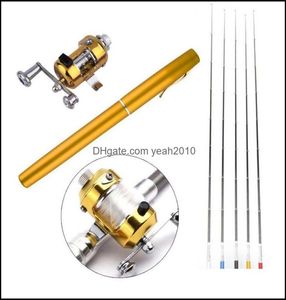 Fly Rods Sports Outdoorsportable Pocket Telescopic Mini Pole Pen Shape Folded Fishing Rod With Reel Wheel Drop Delivery 2021 Mdn2258496