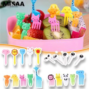 Fruit Forks Foo Animal Comida Beck Fio de dente Mini Cartoon Kids Cake Snack Slert Bento Almoço Ferramenta para acessórios de cozinha 240422