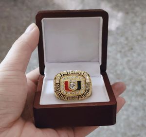 1991 Anello del campionato nazionale di Miami Hurricanes con regalo per fan di Wooden Box Whole Drop 1121520