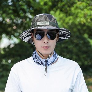 Wide Brim Hats Fisherman's Fashion Hat Printing Sunshade Outdoor Man's Baseball Caps Adjustable Breathable Mountaineering Cap Men Feldable