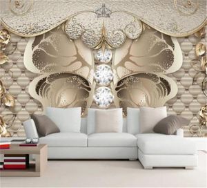 Luxus 3d Blume Wallpaper European Diamond Butterfly Gold Pfingstrosen Wohnzimmer Schlafzimmer TV -Hintergrund Wand HD Dekorative Wandwallpa5483860