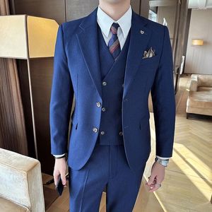 Herrenanzüge (Jackets Weste) Hochzeit Solid Color Casual Business Anzug 3 Stück Set/männliche Two -Button Blazers Weste Coat Luxus Smoking
