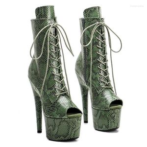 Dance Shoes Auman Ale 17Cm/7inches Pu Upper Sexy Exotic High Platfort High Platfort Women Women Peep Toe Cadle Boots Pole 068