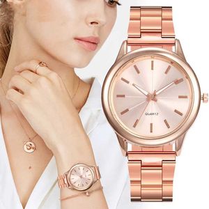 Armbandsur 2023 Luxury ES Quartz Rostfritt stål Dial Casual Armele Wrist Gift for Women Clock Ladies Gold Relojes Para Mujer D240430