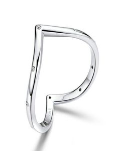 Unique European Women 925 Sterling Silver V Form Finger Ringe Mode Girls Tail Ring869332