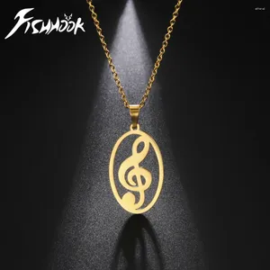 Pendant Necklaces Fishhook Music Note Treble Necklace Musical G Clef Chain Gift For Woman Man Gold Color Stainless Steel Fashion Jewelry