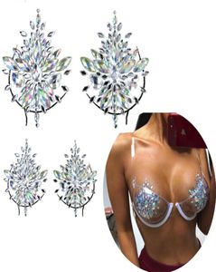 Festival reggiseno Rhinestone Adesivi fai -da -te Tattoo Smellino per il petto Applique Copertura Crystal Body Gioielli per Party1617373