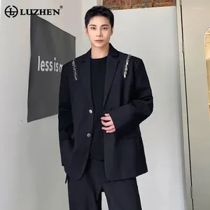 Men's Suits LUZHEN Style Korean Niche Blazers Men Slim Set Fashion Design Ruffled Handsome Shoulder Pad Suit Coat Straight Pants LZ2295