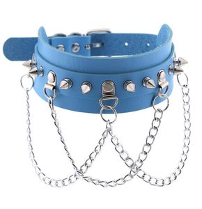 Svart choker spikar krage kvinnor man läder halsband kedja smycken goth punk sexig vegan chocker gotiska tillbehör3481831