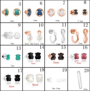 2020 100 925 Sterling Silver Bear Stud Earrings Classic Pierced Studörhängen smycken Tillverkare Hela 14193385