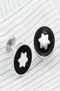 Cufflinks Men039S Round Black Frasnable Six Star Cufflink French Shirt Office Cuff Links2014919