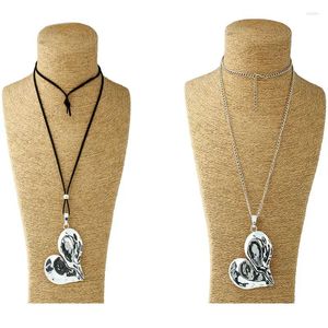 Collane a pendente 1pcs Tone antico Abstract Canno a cuore Grande Canno a cuore Cavo in pelle/Link Collana CHULLEGE LAGENLOOK Lagenlook