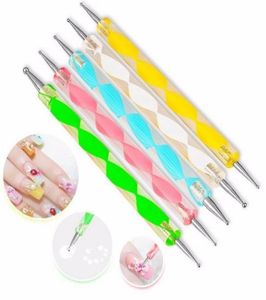 NA025 5PcsSet TwoWay nail Dotting Pen Gel Polish Builder DIY Nail Art Design Marbleizing Nail Manicure Painting Drawing Tool Set8732167