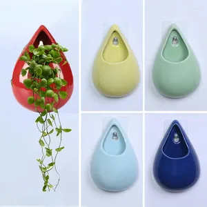 Vases Wall Hanging Water Drops Shaped Flower Pot Ceramic Vase Plant Flowerpot Home Room Background Decor