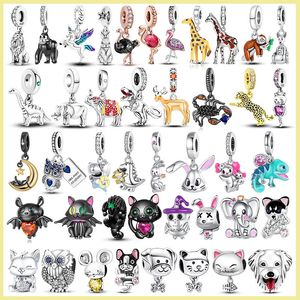 Silver 925 Animal Series DIY Jewelry Giraffe Rabbit Cat Bird Dog Chameleon Elephant Charm Bead Fit Original Bracelet 240428