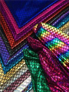 Fabric Fish Scale Spandex Bronzing Fabric Elastic Laser Magic Color for Wedding Dance Stage Performance Costume Fabric by Meters d240503