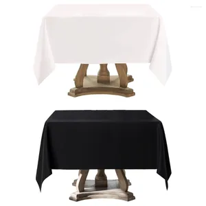 テーブルクロス2PCS 58x58インチポリエステルファブリックテーブルクロスの黒い白い四角い結婚式の宴会レストランとパーティーのためのソリッド滑らかなサテン