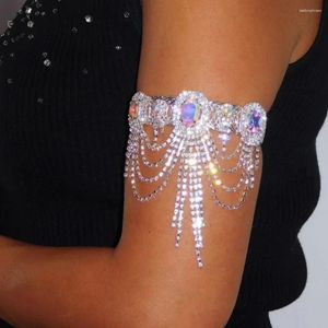 Bangle Stonefans Crystal Tassel Arm Chain Bracelet Bridal Hand Accessories Boho Designer Bling Rhinestone Anklet Dress Jewelry
