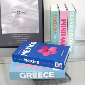 Travel Series Fake Books Living Room Decoration Openable Fake Books for Decoration Coffee Table Orange Club el Prop Books 240428