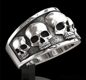 HELA MEN039S RINGAR Fashion Rostfritt stål Skull Band Ring Hip Hop Punk Gothic Engagement Smycken Ringar Storlek 613 för Men8733705