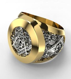 Biżuteria ze stali nierdzewnej pierścionka masońskie dla mężczyzn Mason Symbol G Templar Murs Pierścienie 23555273