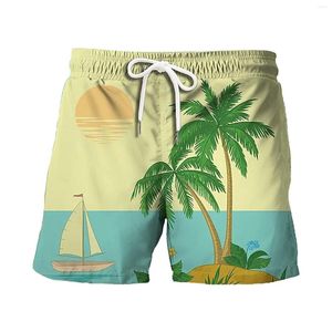 Erkekler için Erkekler İçin Yazlar 3D Seaview Baskı Hawaiian Plaj Pantolon Büyük Boy Sokak Giyim Sörf Kısa Spor Salonu Mayo