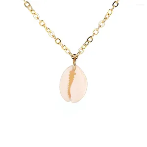 Anhänger Halskette Boho Sea Beach Conch Muschel Halskette für Frauen 18k Gold plattiert Schlüsselblatt Kette Femme Sommer Cowrie Schmuck Bohemian