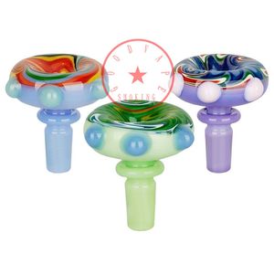 Bolha de vidro extra largo fumando gemidos decorativos de mármores substituíveis de 14 mm 18 mm Interface macho da articulação Bongo Bong Pipe Handpipe Herb Tobacco Banger Bowl DHL