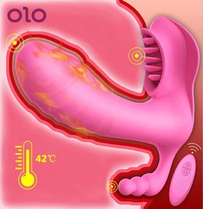 Olo Butterfly Dildo Vibrator Wireless Remote Control Clitoris stimolante a gspot Massager Vagina Lingua Leccante Sex Toy per donna M8655429