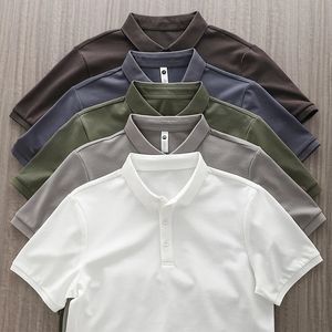 Dukeen Solid Color Polo Shirts For Men kortärmad golfkläder Summer Korea Style Plain T-shirts Herrkläder Vit blus 240424