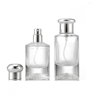 Lagringsflaskor Sub-Bottling Glass Parfym Bottle Mini Clear Press Type Liquid Sprayer Fine Mist 25/50 Ml Cosmetic Container Travel