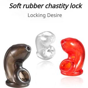 Outros itens de beleza da saúde New Chastity Lock Rubber Soft JJ Conjunto para controlar o desejo sexual Penis Cage Equipamento masculino Equipamento adulto Q240430