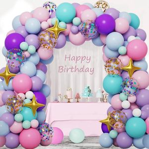 Unicorn Star Color Balloon Garland Arch Kit arcobaleno Arcodio Decor festa di compleanno per bambini Baby Shower Latex Balloons 240427